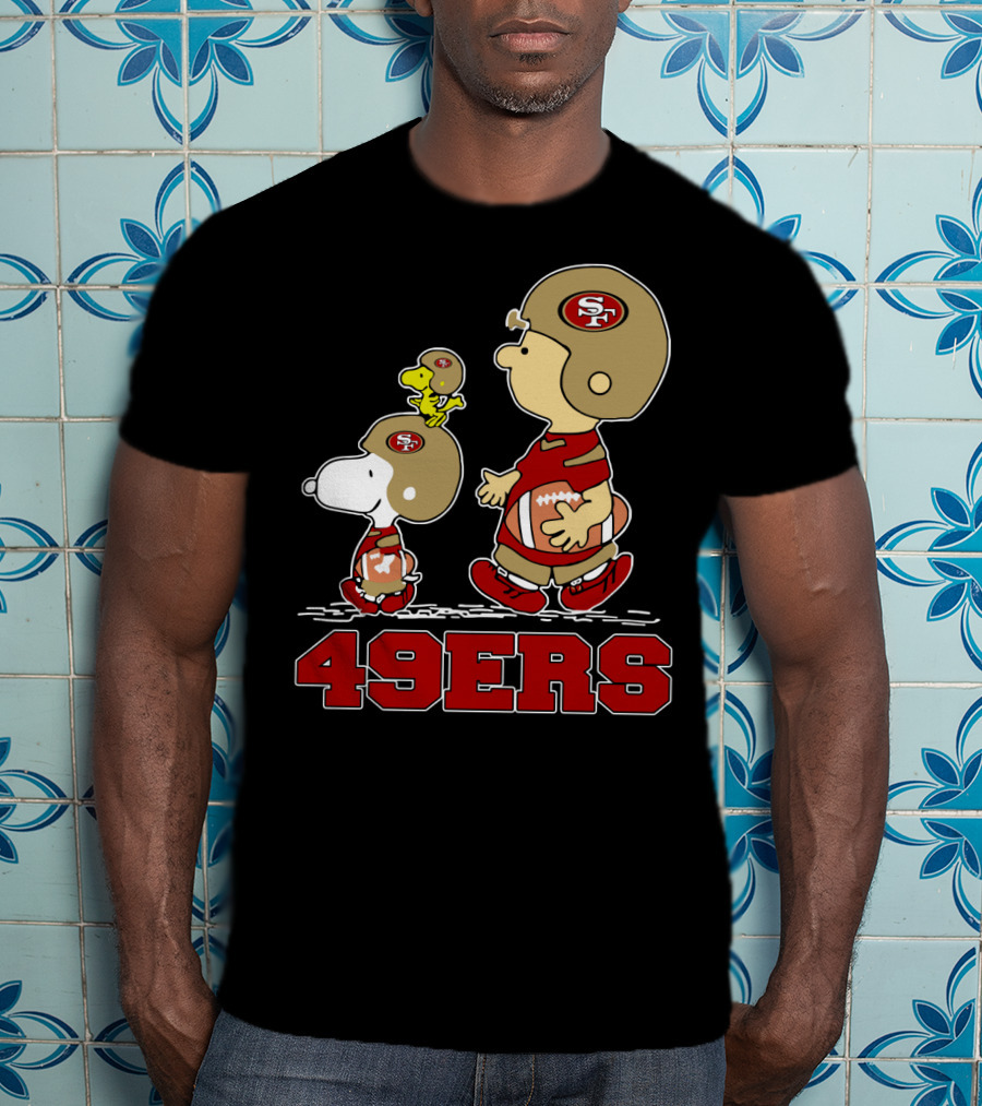 Snoopy Woodstock And Charlie Brown San Francisco 49ers Football Fans 49ers T-Shirt