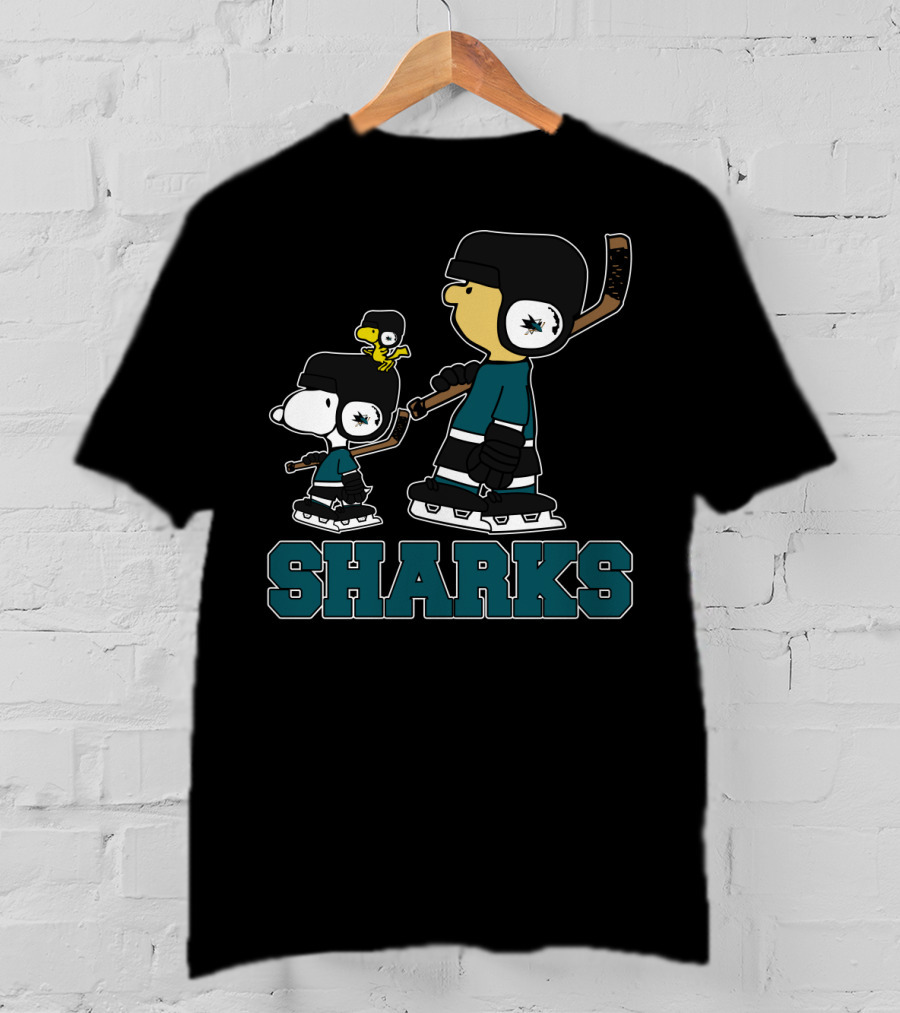 Snoopy And Woodstock San Jose Sharks Hockey Fans T-Shirt
