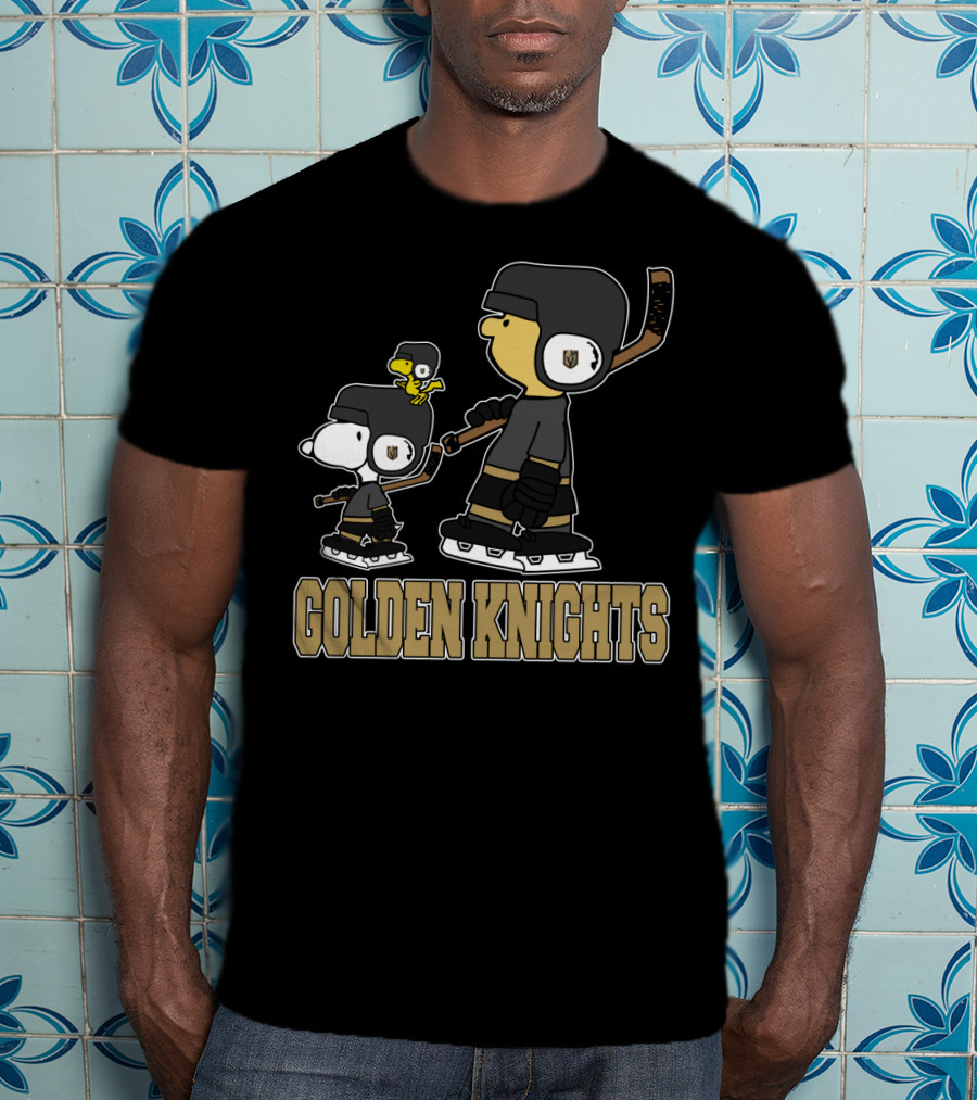 Snoopy Woodstock And Charlie Brown Golden Knights Fans T-Shirt