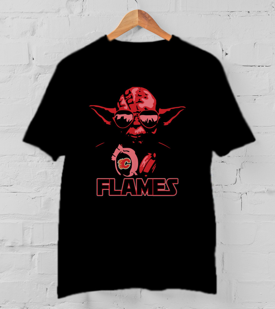 Yoda Flames Star Wars Calgary Flames Fans T-Shirt
