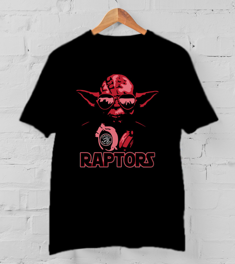 Yoda Wearing Sunglasses Holding Toronto Raptors Basketball Team T-Shirt