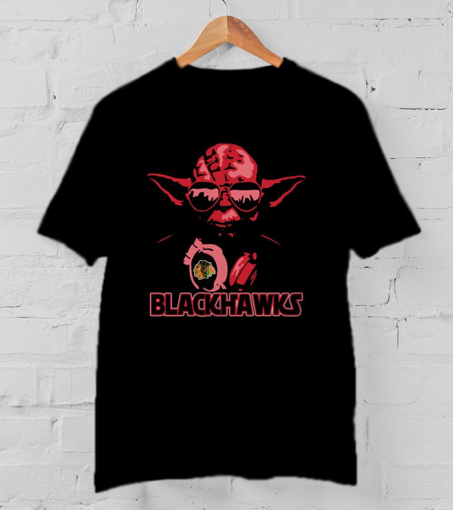 Yoda In Sunglasses With Chicago Blackhawks T-Shirt