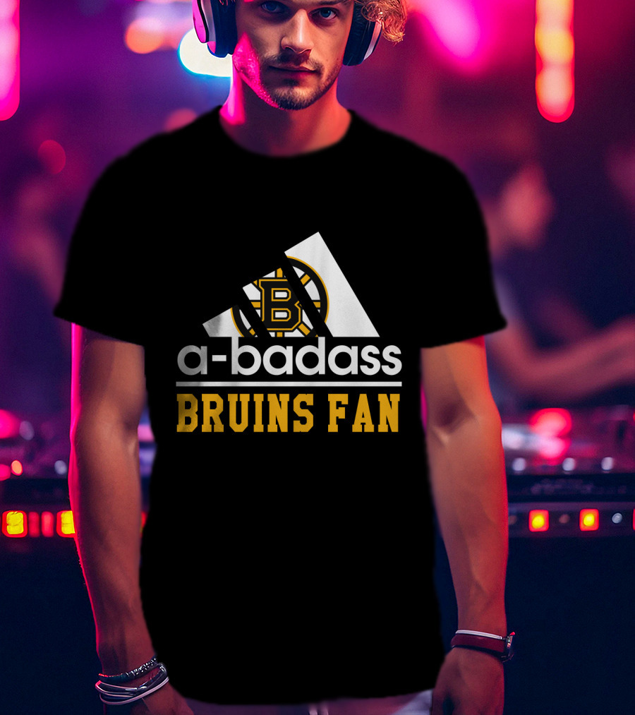 Boston Bruins Fan A-Badass Logo Black And Gold T-Shirt