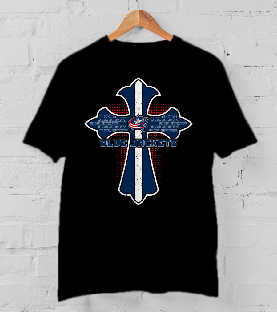 Blue Jackets Cross Columbus Repeated T-Shirt