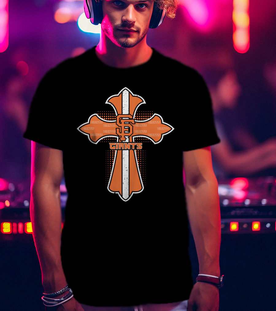 San Francisco Giants Cross With Giants Text Elements And Sf T-Shirt