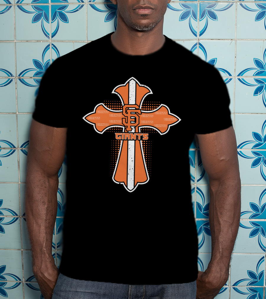 San Francisco Giants Cross With Giants Text Elements And Sf T-Shirt