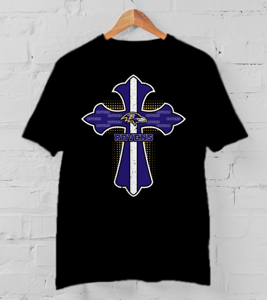 Baltimore Ravens Fans Cross With Logo And Christian Theme T-Shirt