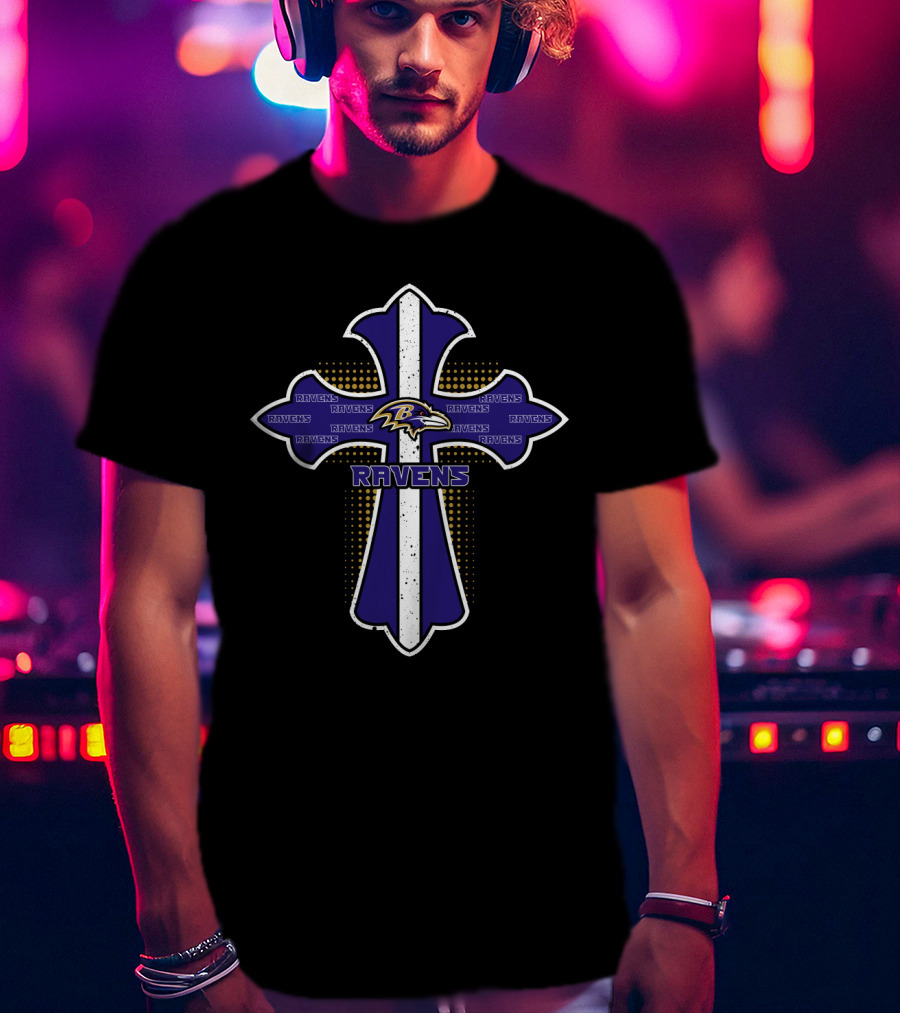 Baltimore Ravens Fans Cross With Logo And Christian Theme T-Shirt