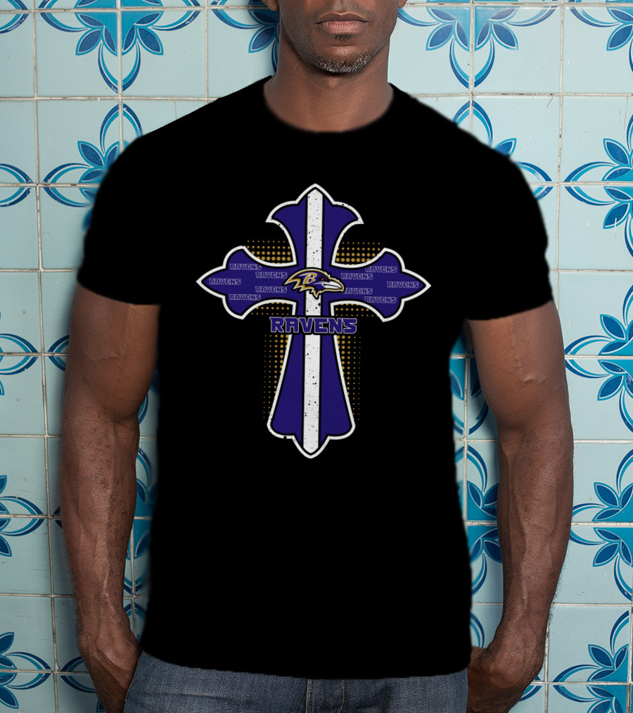 Baltimore Ravens Fans Cross With Logo And Christian Theme T-Shirt