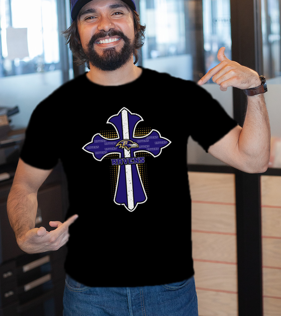 Baltimore Ravens Fans Cross With Logo And Christian Theme T-Shirt