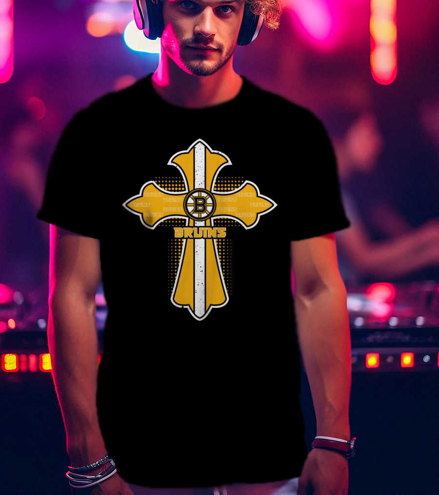 Cross Bruins Boston Fans Jesus T-Shirt