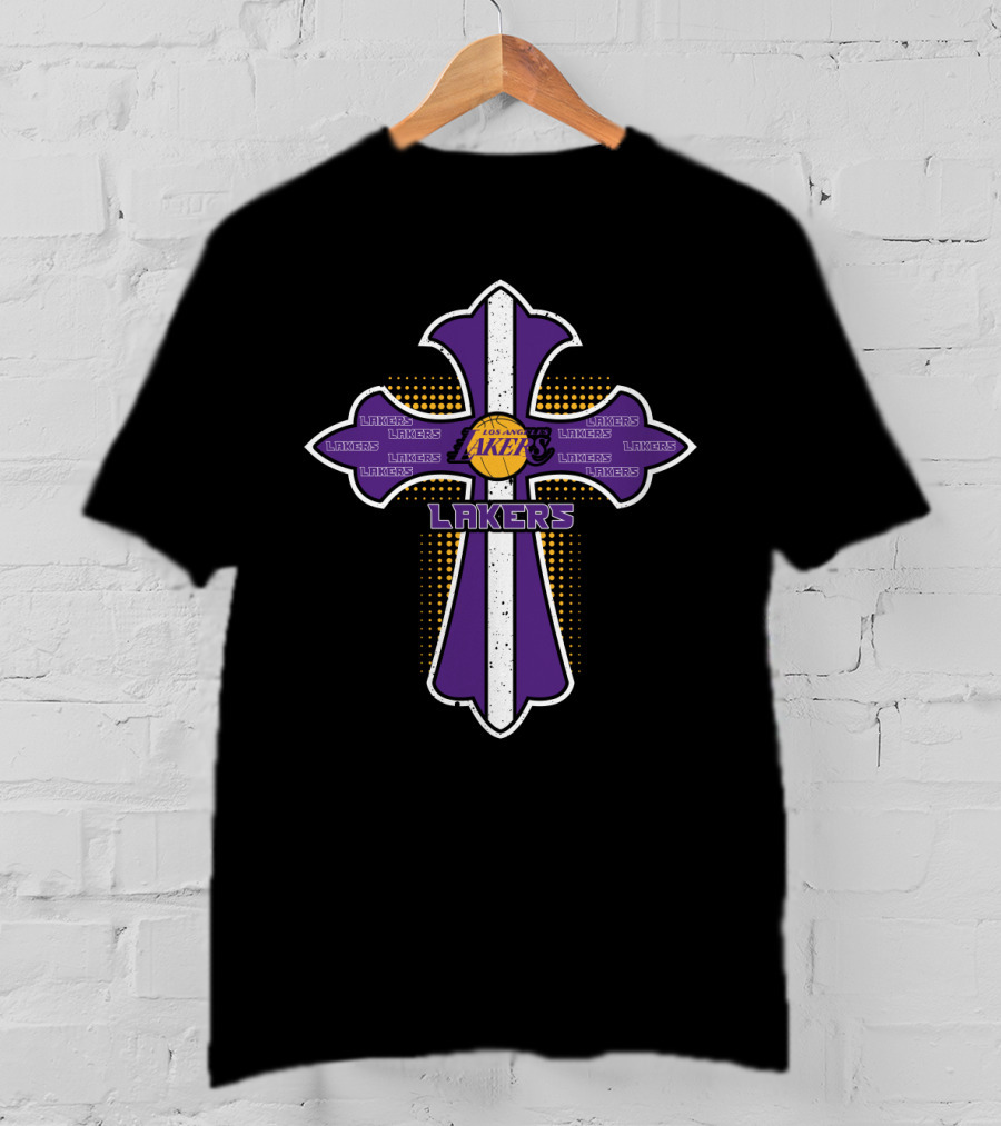 Cross Symbol Representing Faith And Los Angeles Lakers Fans T-Shirt