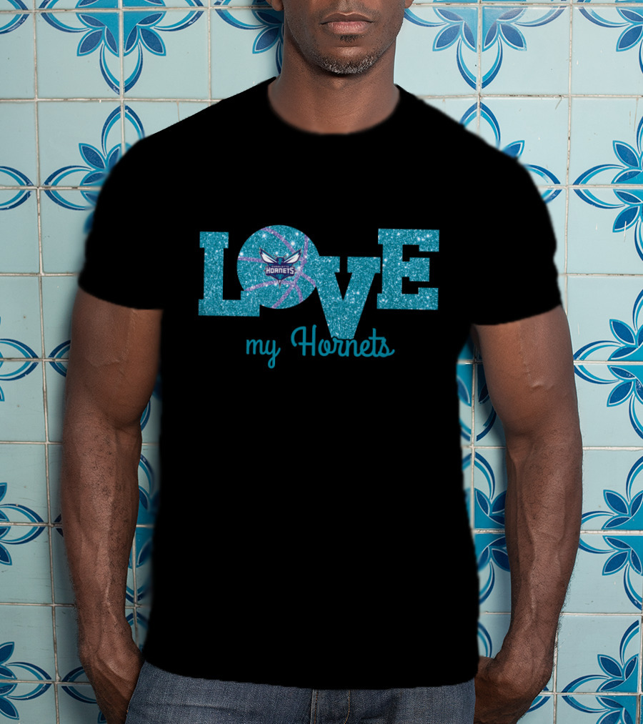 Love My Hornets Basketball Sparkle T-Shirt