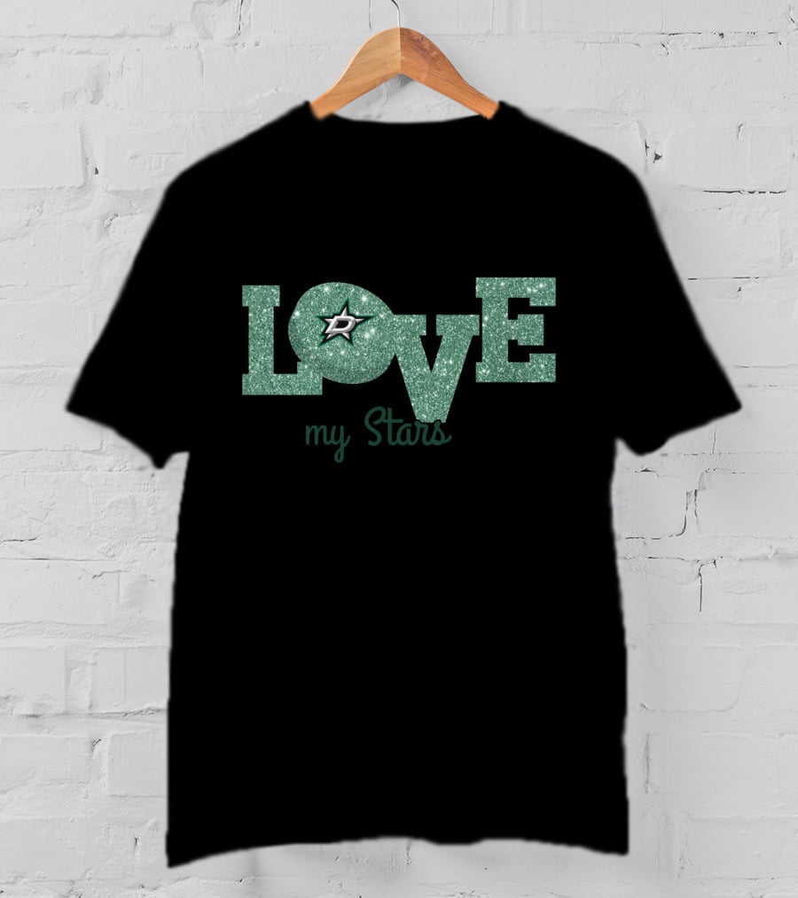 Love My Stars Glitter Dallas Fans Sparkle T-Shirt