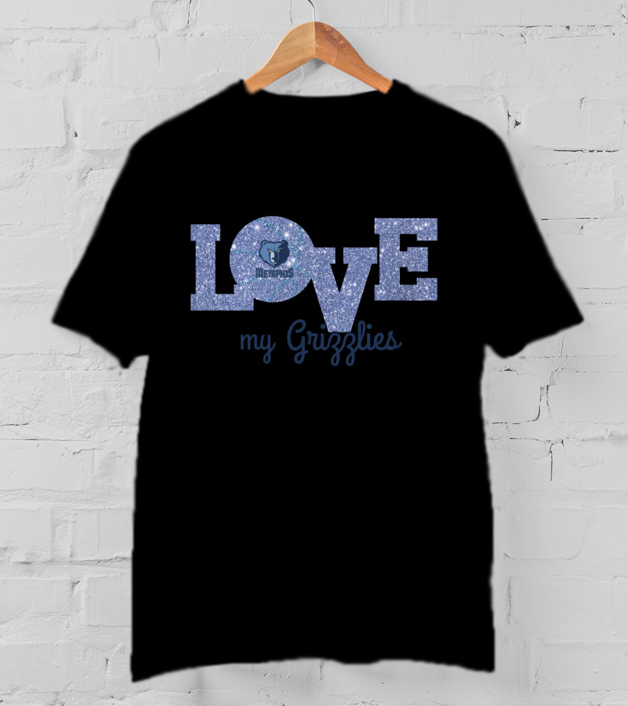 Love My Grizzlies Memphis Grizzlies Fans Glitter T-Shirt
