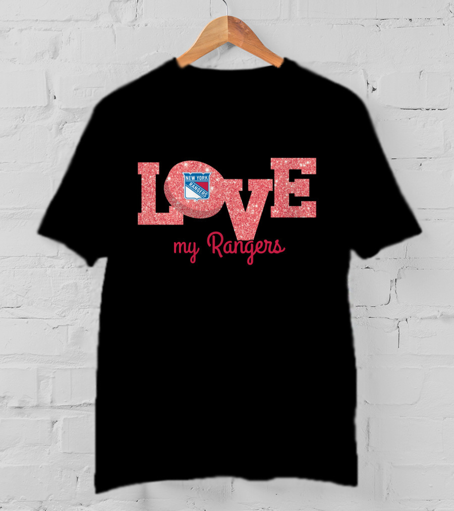 Glitter Love My New York Rangers Fans Enthusiasts Collection T-Shirt