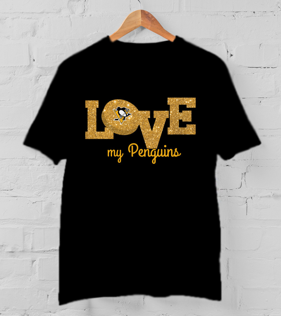 Love My Penguins Glitter Pittsburgh Fans Graphics T-Shirt