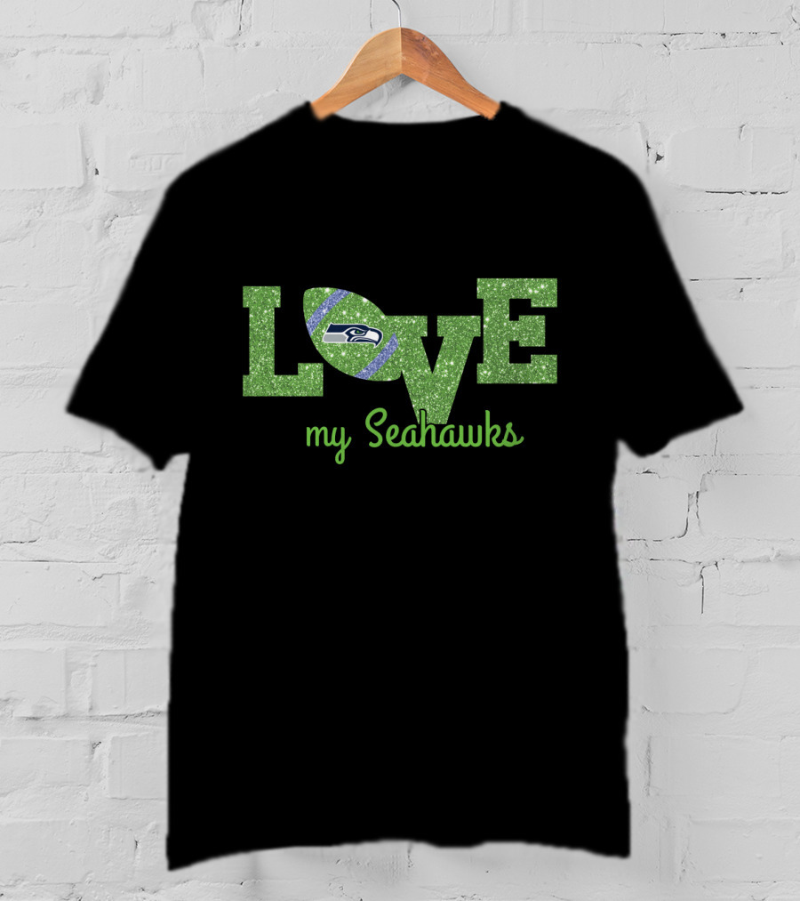 Love My Seahawks Football Green T-Shirt