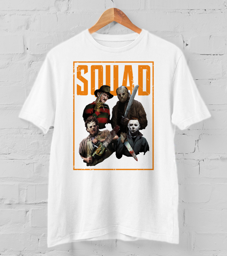 Squad Featuring Iconic Horror Characters In T-Shirt