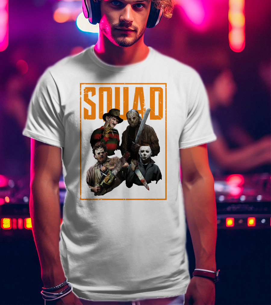 Squad Featuring Iconic Horror Characters In T-Shirt