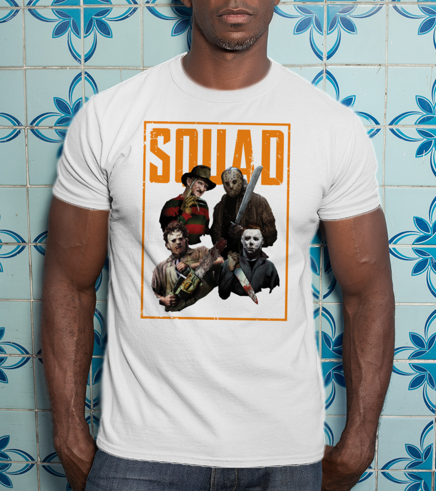Squad Featuring Iconic Horror Characters In T-Shirt