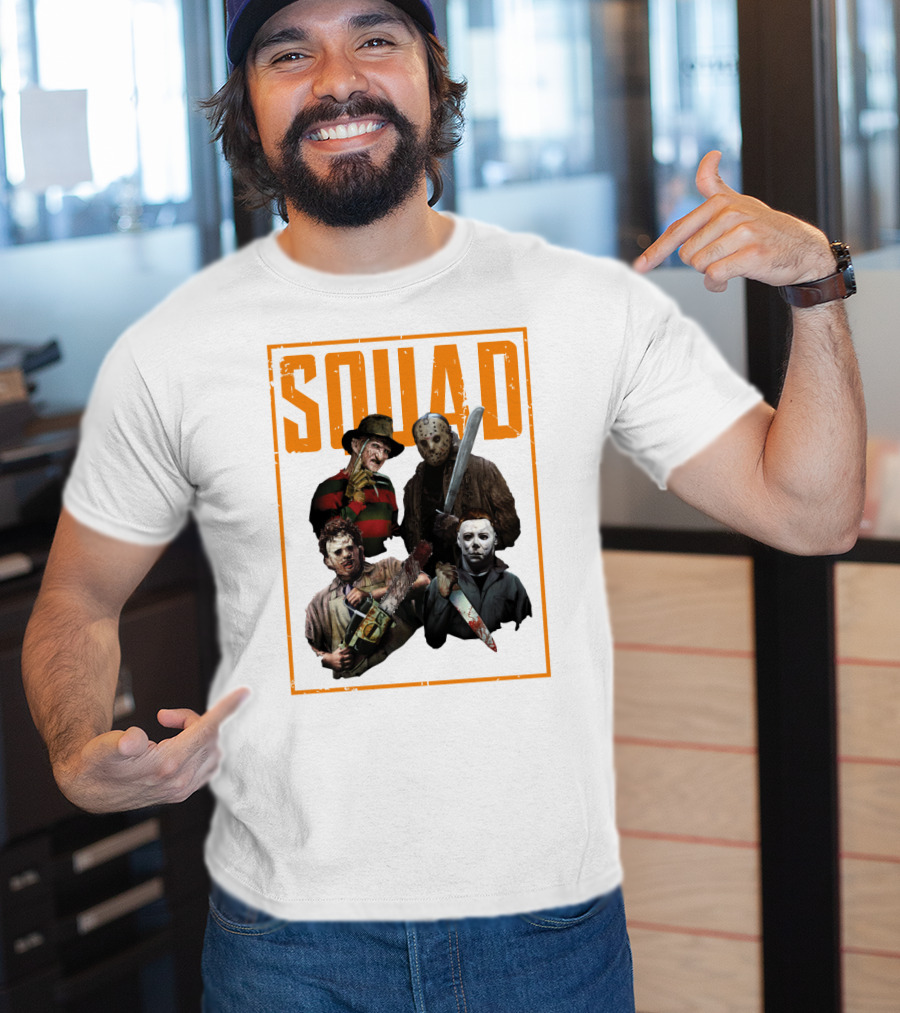 Squad Featuring Iconic Horror Characters In T-Shirt