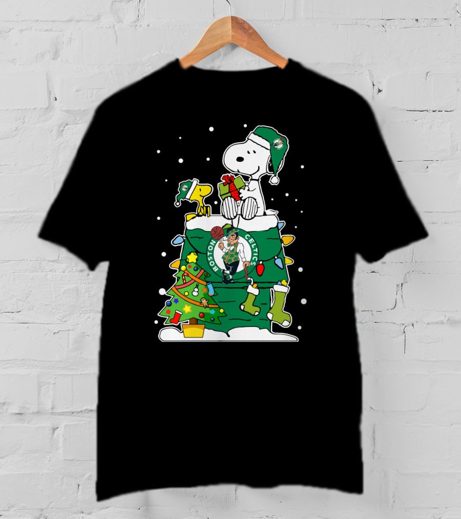 Boston Celtics Snoopy Christmas Basketball Holiday T-Shirt