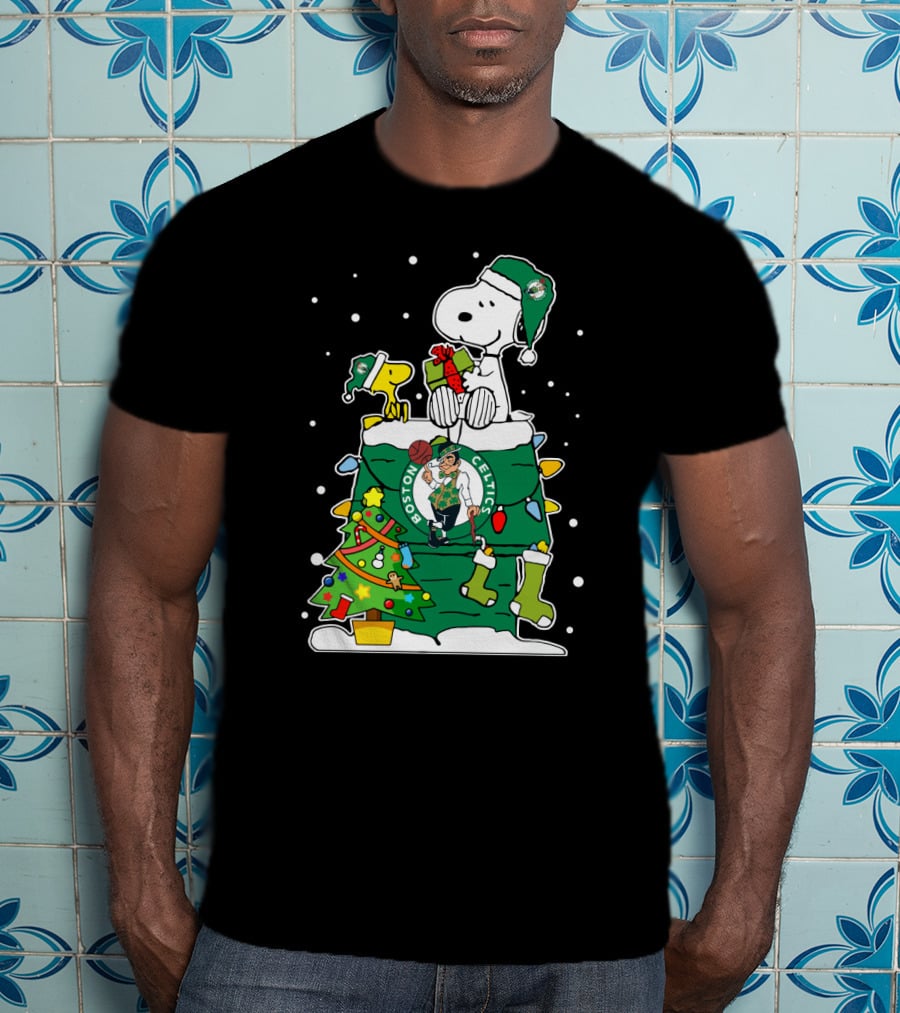 Boston Celtics Snoopy Christmas Basketball Holiday T-Shirt