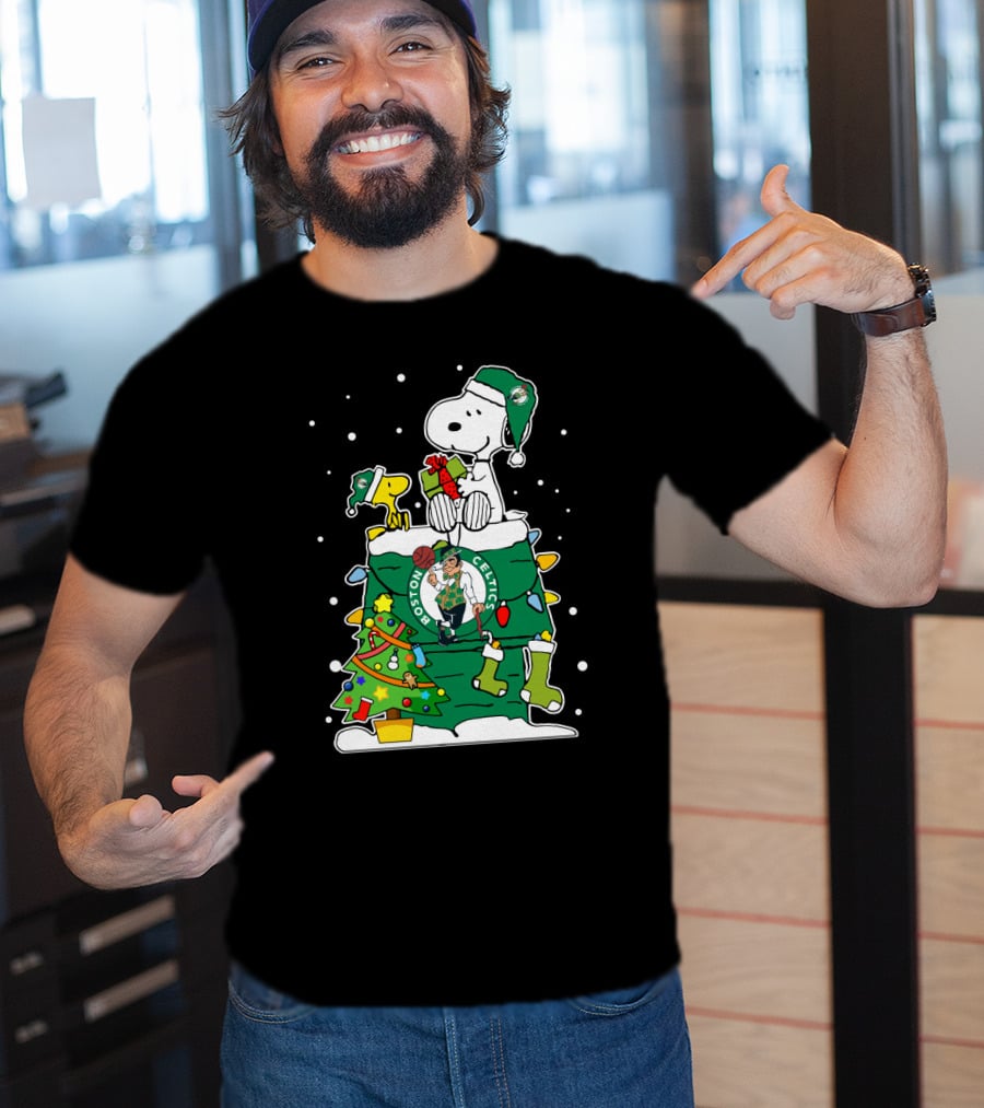 Boston Celtics Snoopy Christmas Basketball Holiday T-Shirt