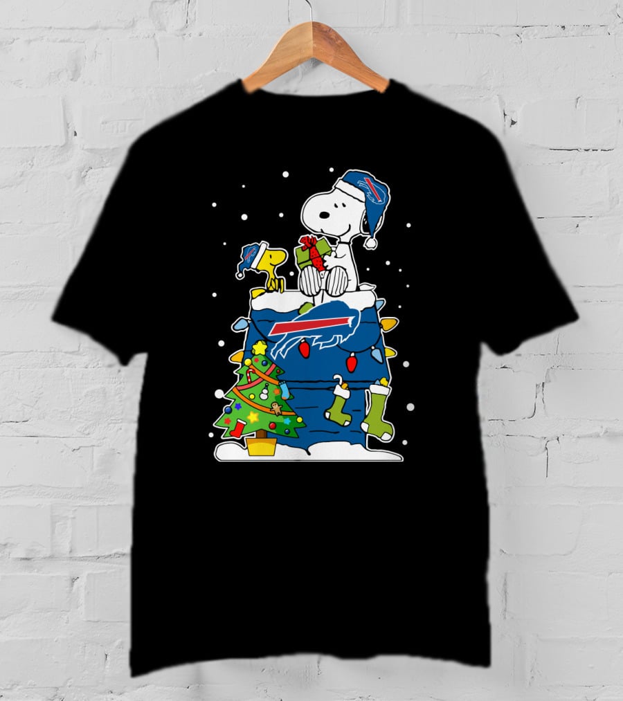 Buffalo Bills Snoopy Lover Christmas Doghouse Scene T-Shirt