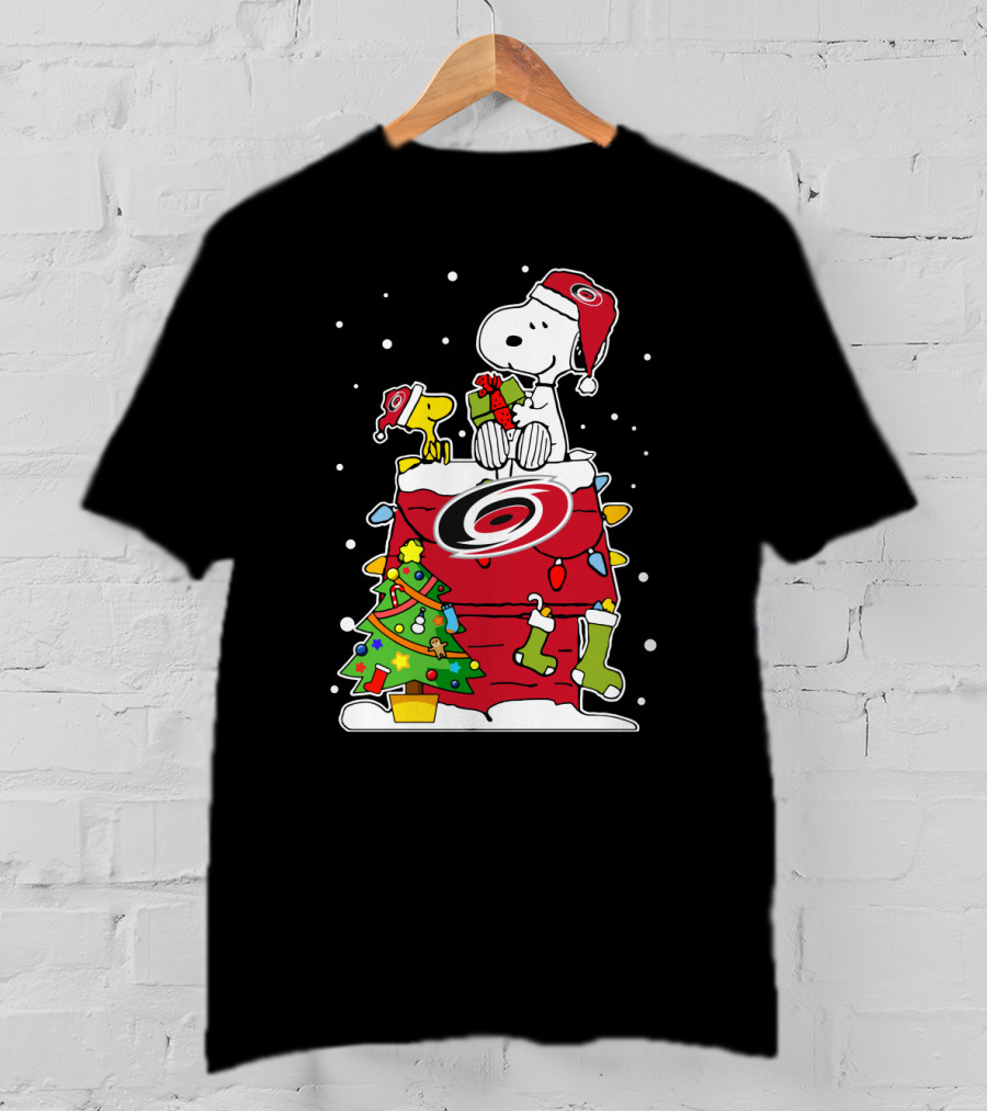 Carolina Hurricanes Snoopy Woodstock Christmas Celebration T-Shirt