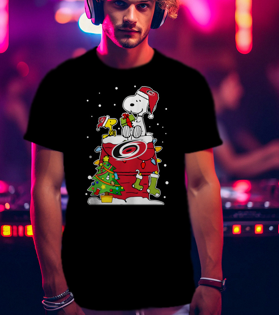 Carolina Hurricanes Snoopy Woodstock Christmas Celebration T-Shirt