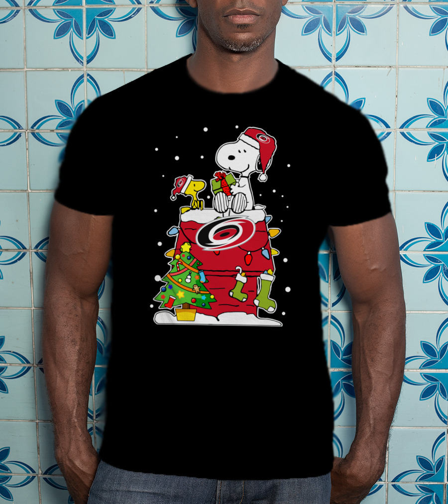 Carolina Hurricanes Snoopy Woodstock Christmas Celebration T-Shirt