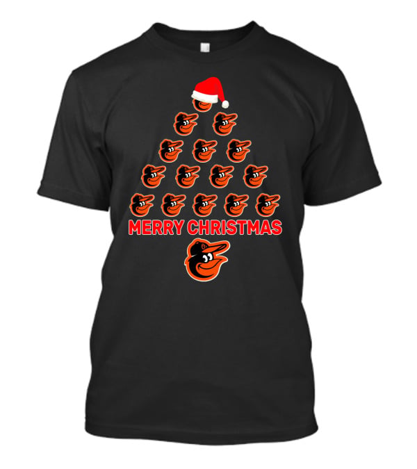 Merry Christmas Baltimore Orioles Fans Festive Logo Tree T-Shirt