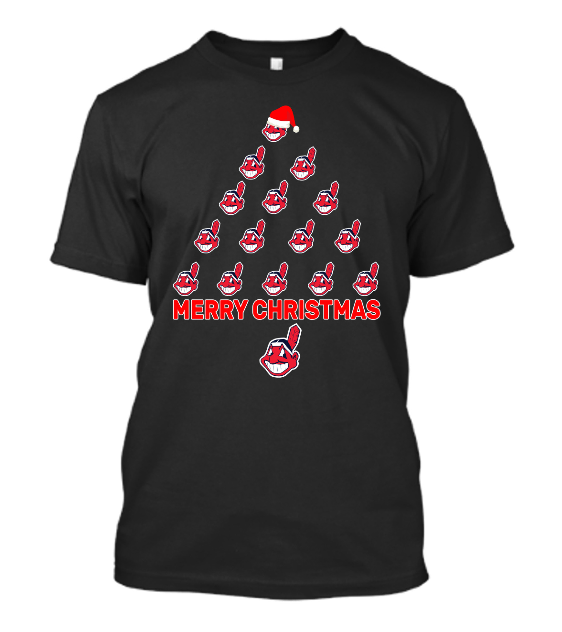 Merry Christmas Cleveland Indians Fans Christmas Tree T-Shirt