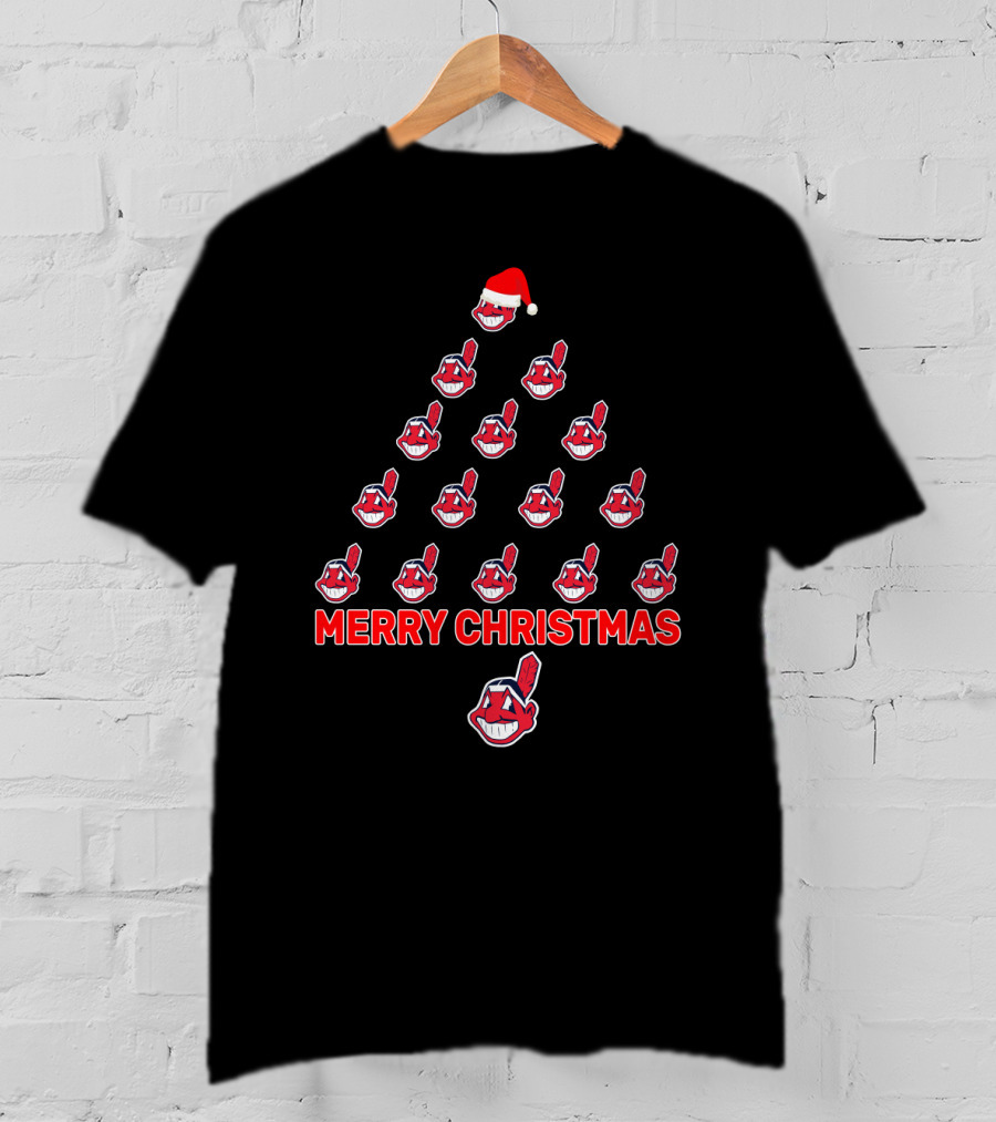 Merry Christmas Cleveland Indians Fans Christmas Tree T-Shirt
