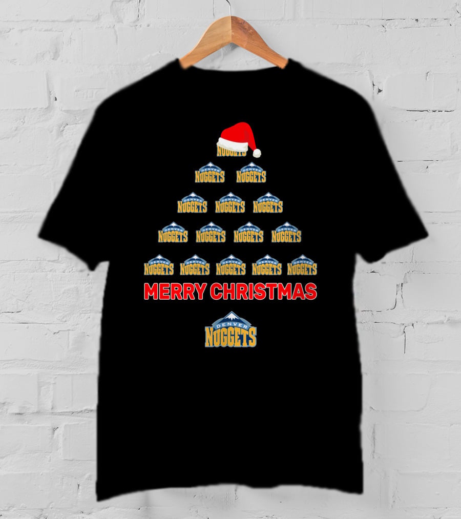 Merry Christmas Denver Nuggets Santa Hat Tree T-Shirt
