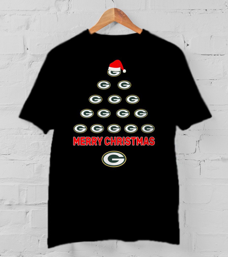 Merry Christmas Green Bay Packers Logo Tree T-Shirt