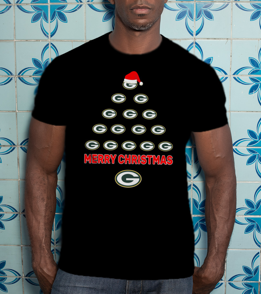 Merry Christmas Green Bay Packers Logo Tree T-Shirt