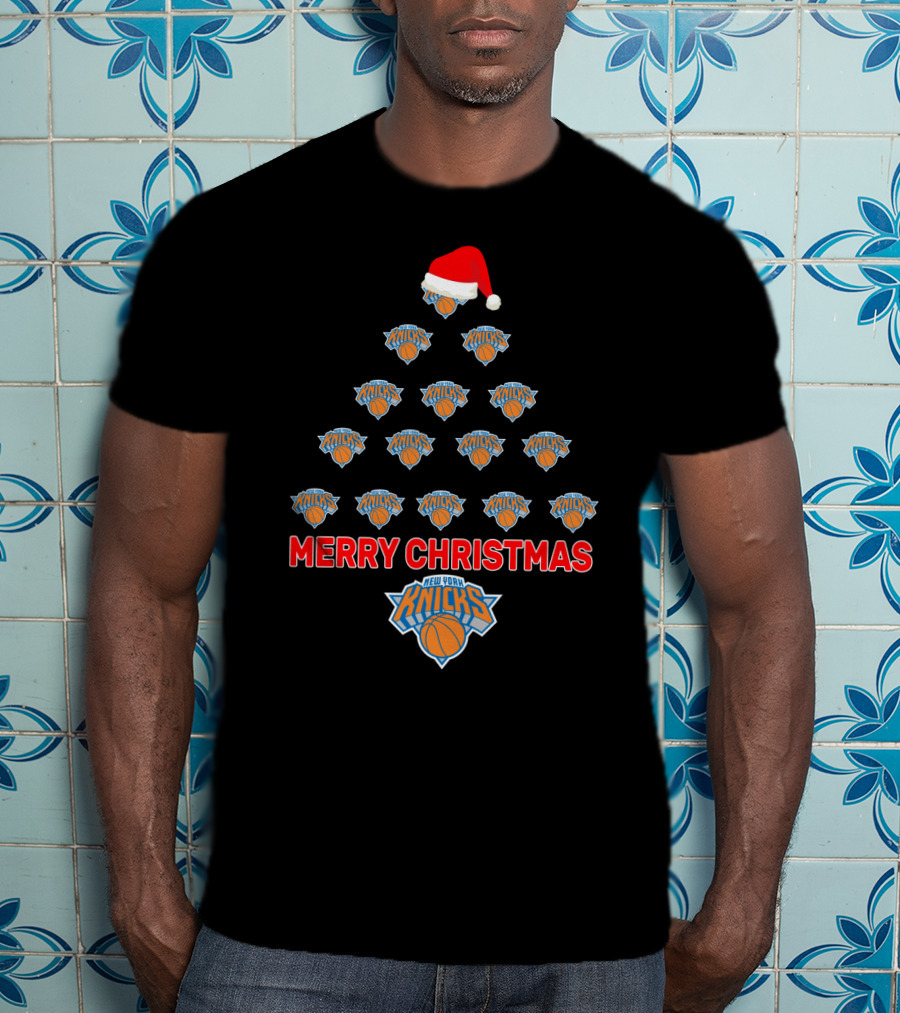 Merry Christmas New York Knicks Fans Festive Tree T-Shirt