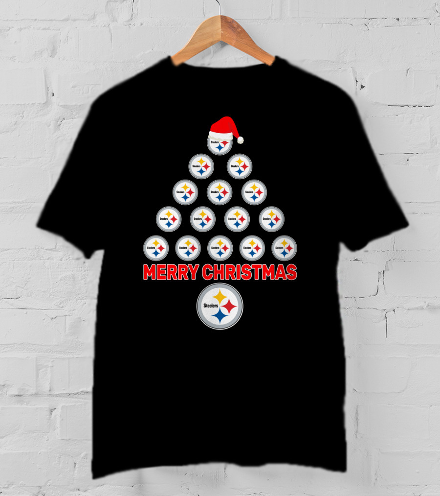Merry Christmas Tree For Pittsburgh Steelers Fans T-Shirt