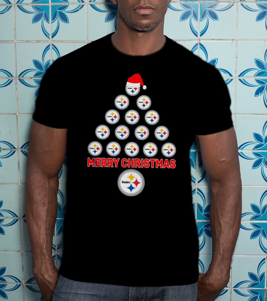 Merry Christmas Tree For Pittsburgh Steelers Fans T-Shirt