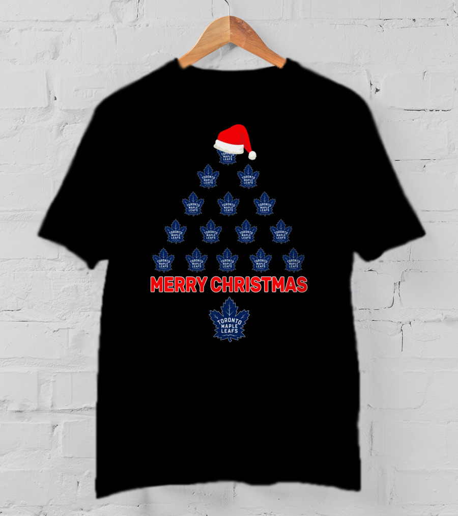 Merry Christmas Toronto Maple Leafs Tree With Santa Hat T-Shirt