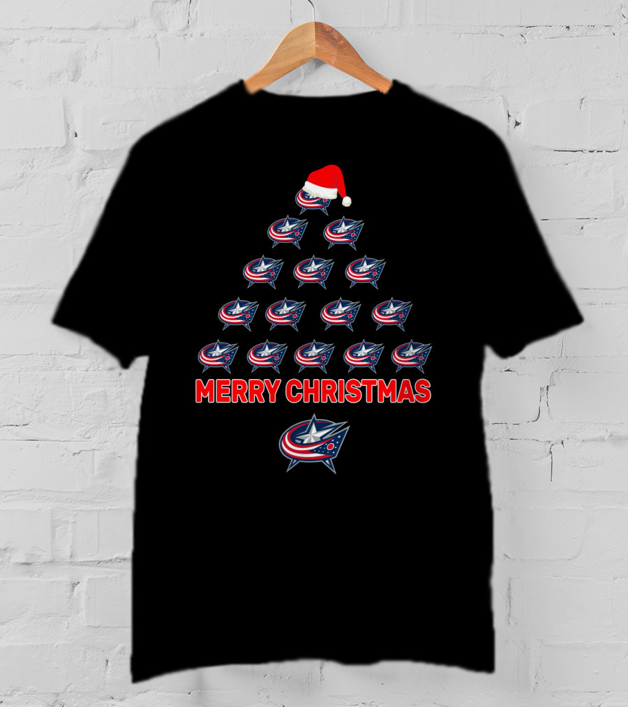 Merry Christmas Columbus Blue Jackets Holiday Tree T-Shirt