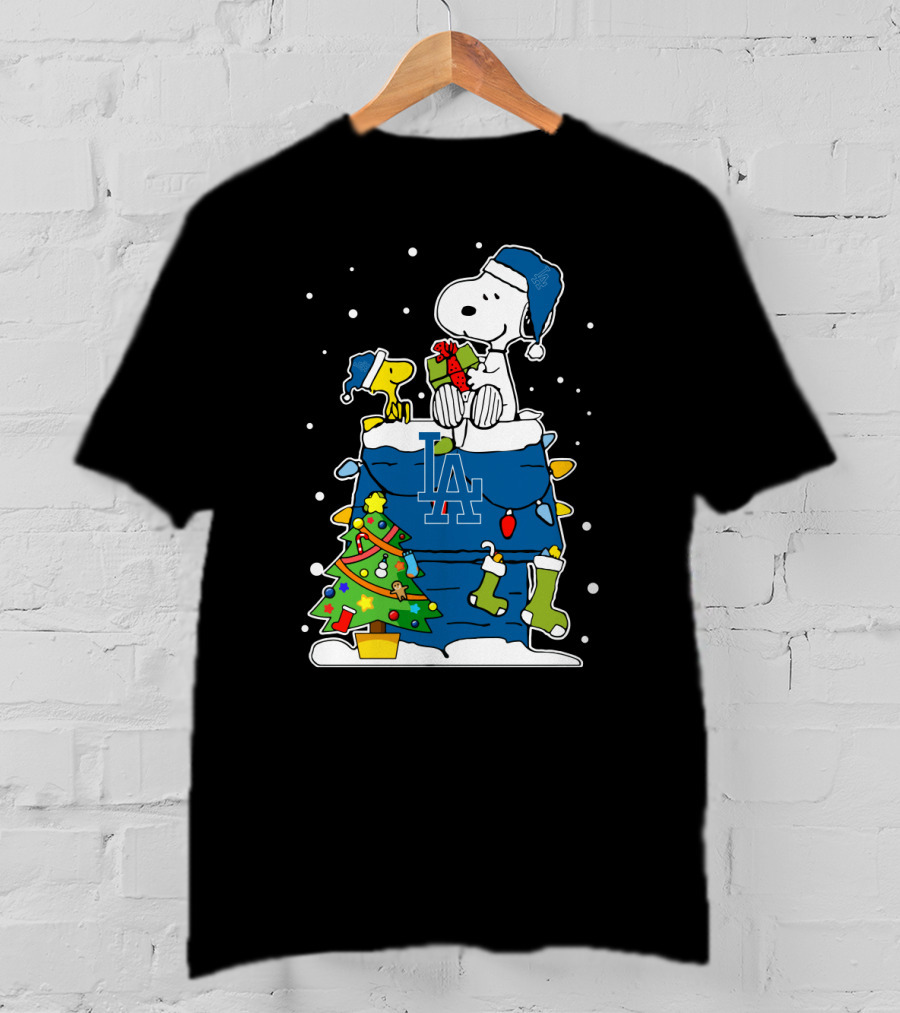 Los Angeles Dodgers Snoopy Christmas Peanuts Woodstock Holiday Winter Gift T-Shirt