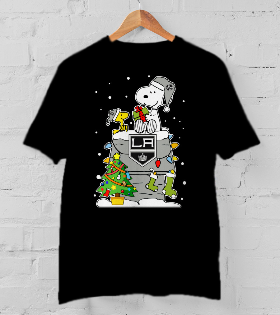 Los Angeles Kings Snoopy Christmas Lights Tree T-Shirt