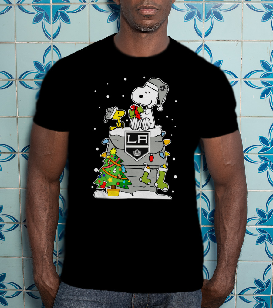 Los Angeles Kings Snoopy Christmas Lights Tree T-Shirt