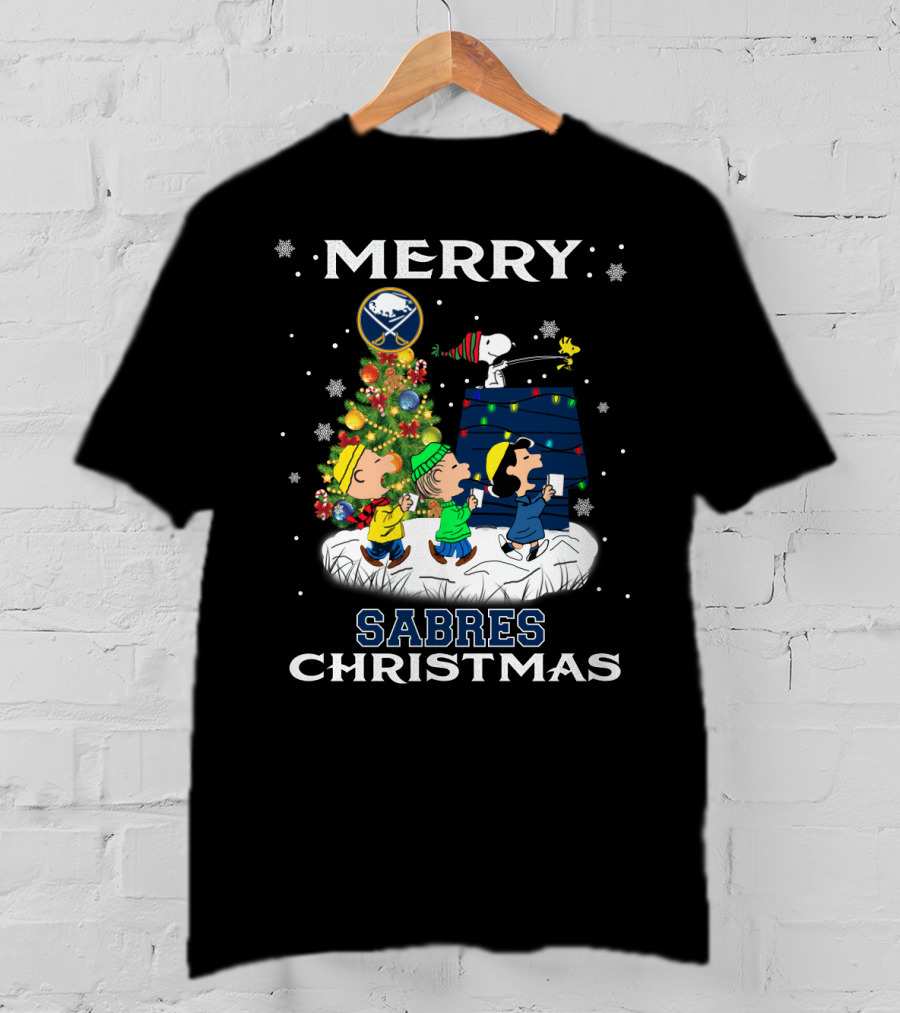 Merry Buffalo Sabres Christmas With Snoopy And Friends T-Shirt