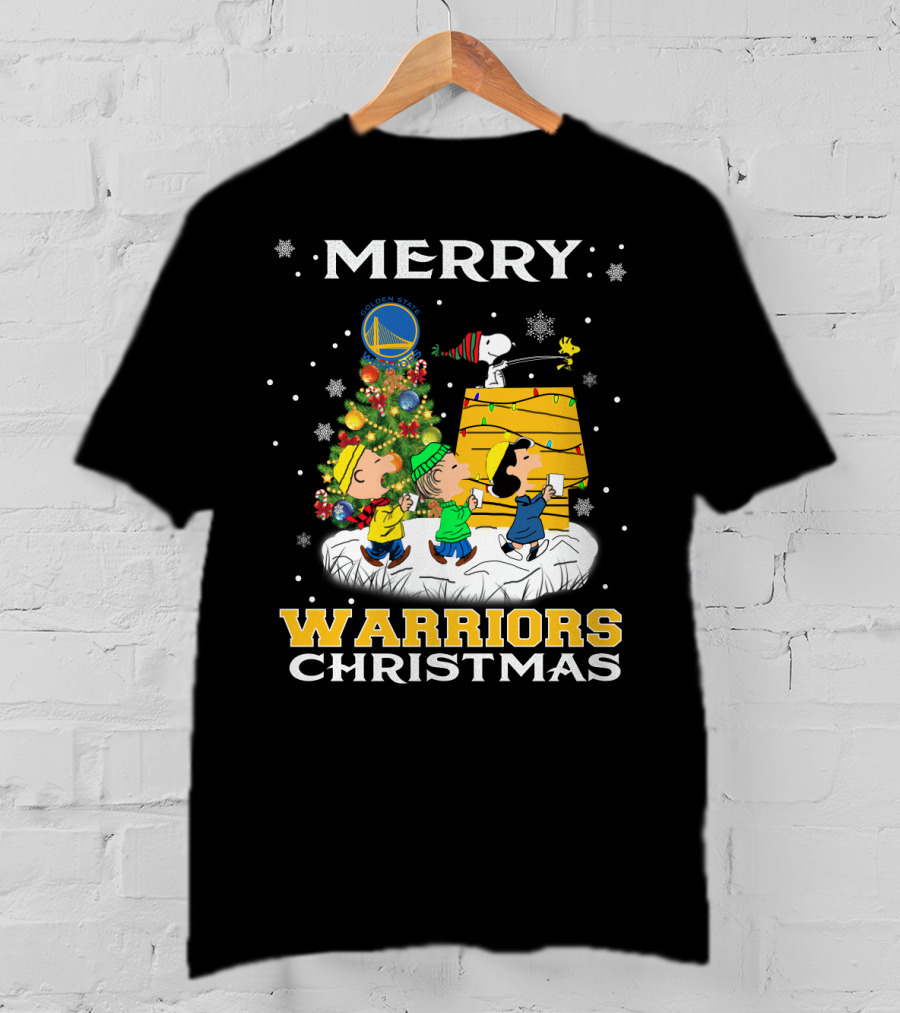 Merry Warriors Christmas Golden State Snoopy T-Shirt