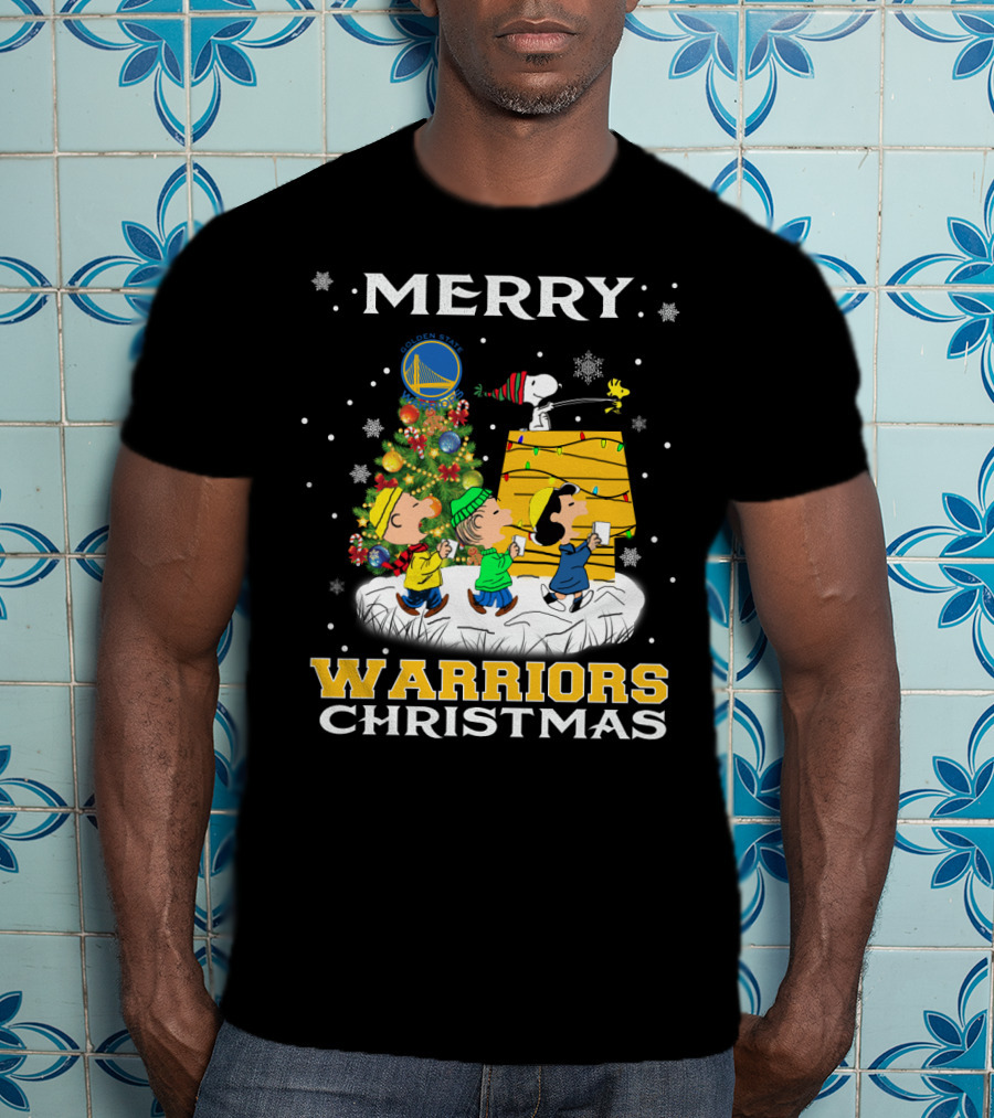 Merry Warriors Christmas Golden State Snoopy T-Shirt